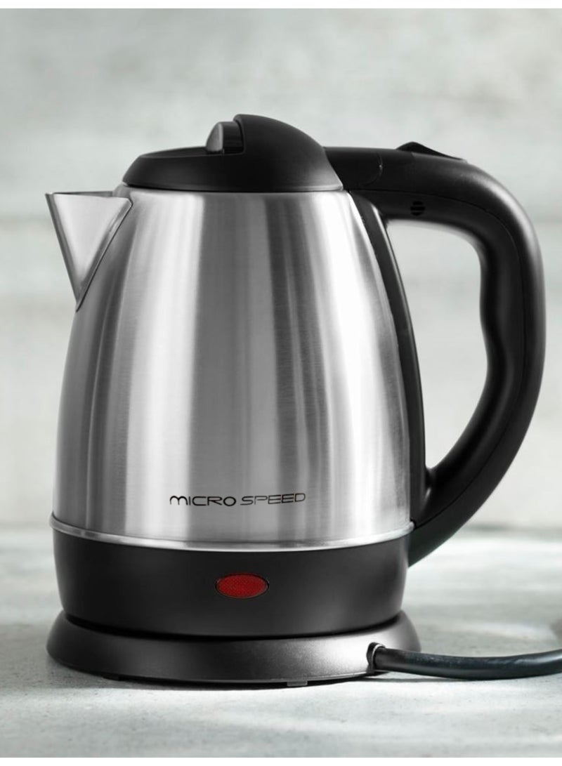 micro speed Stainless Steel Electric Kettle with 360-Degree Rotation Base, Auto Safety Off, Perfect for Boiling Water, Milk & Tea, Protection from Overheating and Dry Boil 2.0 L 1500 W 1500 MS-3450 Silver - Image 2